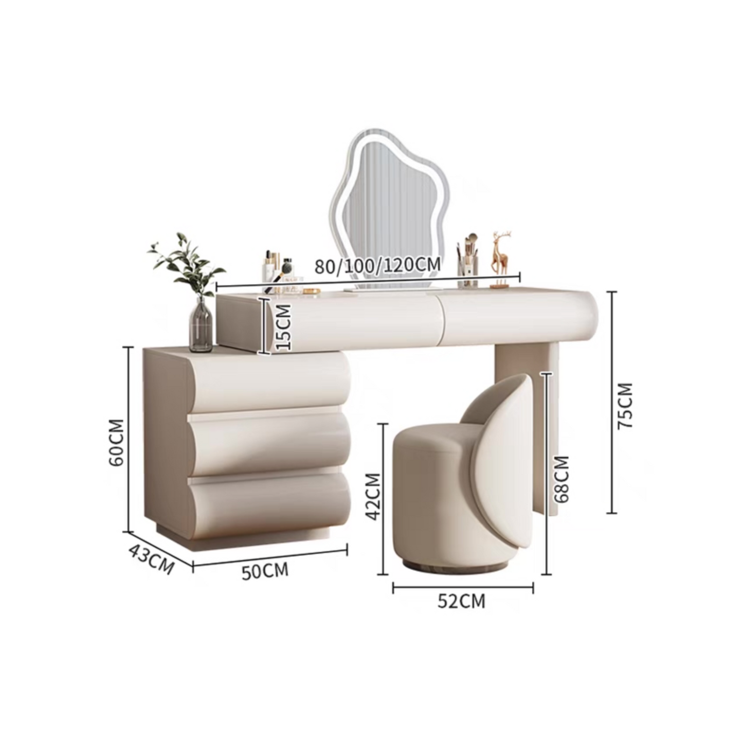 โต๊ะเครื่องแป้ง ครบชุด TB135