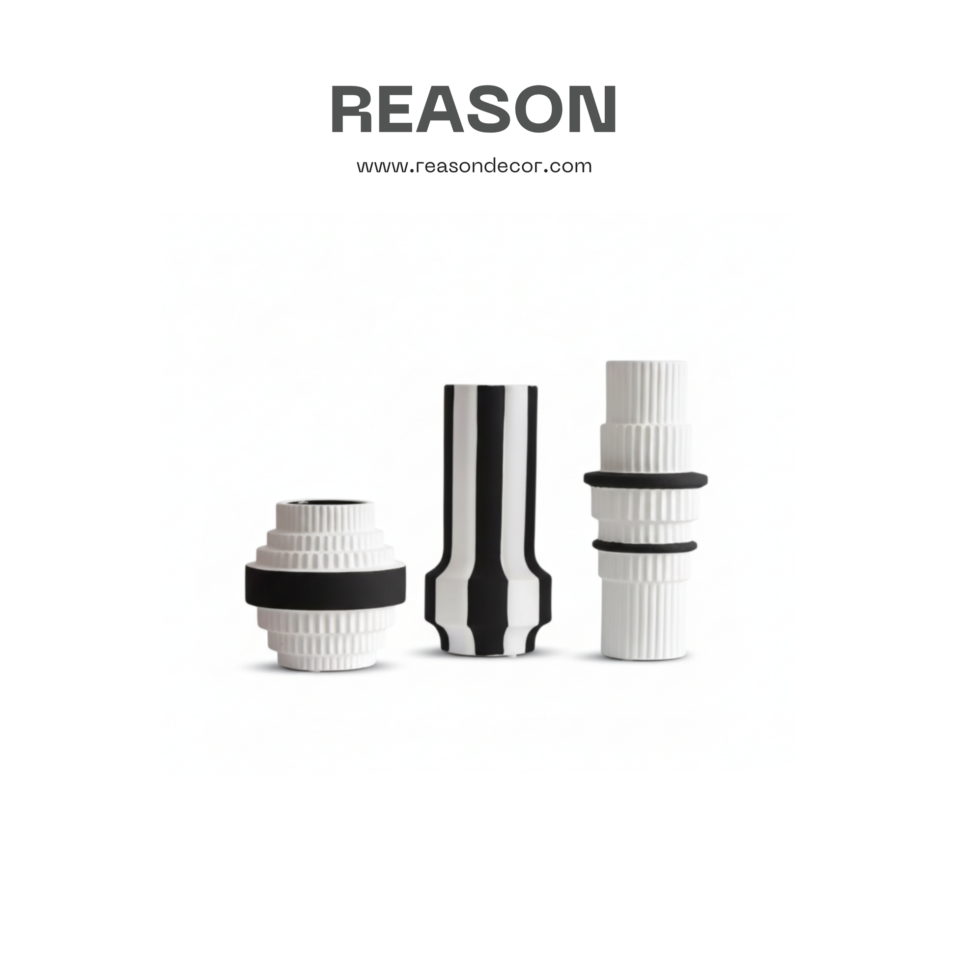 แจกัน black and white vase MD004