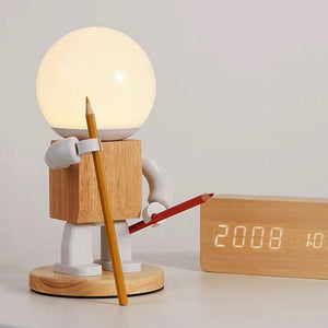 โคมไฟตุ๊กตาหุ่นยนต์ไม้ LM009