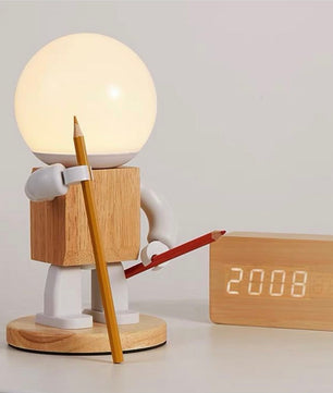 โคมไฟตุ๊กตาหุ่นยนต์ไม้ LM009